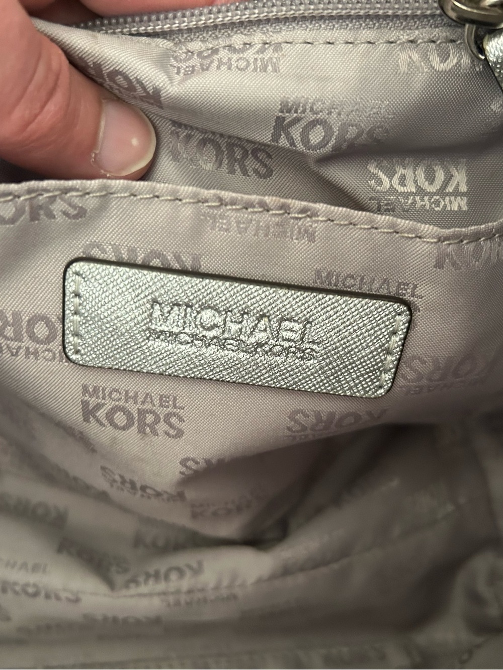 Michael Kors Metallic Silver Saffiano Tote with Matching Wallet - Picture 13 of 16